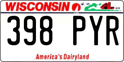 WI license plate 398PYR