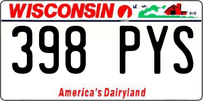 WI license plate 398PYS