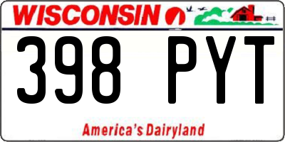 WI license plate 398PYT