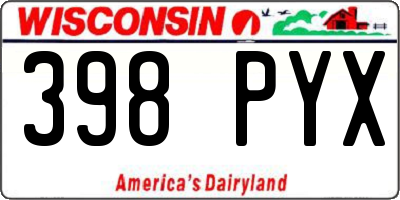 WI license plate 398PYX