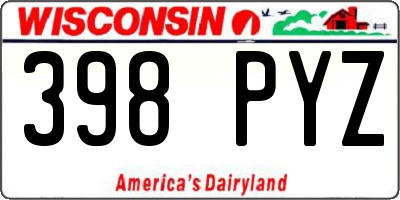 WI license plate 398PYZ