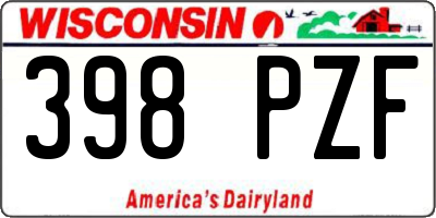 WI license plate 398PZF