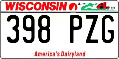 WI license plate 398PZG
