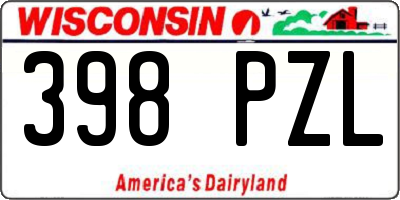 WI license plate 398PZL