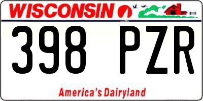 WI license plate 398PZR