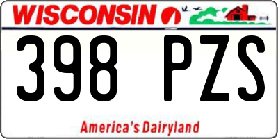 WI license plate 398PZS