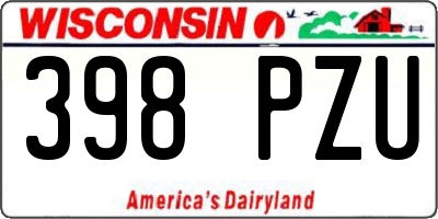 WI license plate 398PZU