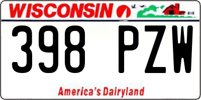 WI license plate 398PZW