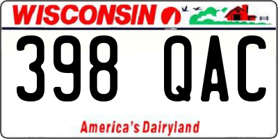 WI license plate 398QAC