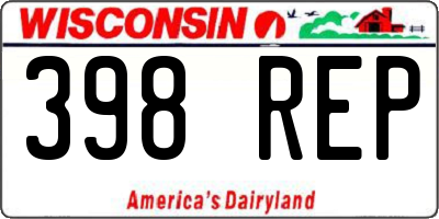 WI license plate 398REP