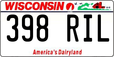 WI license plate 398RIL