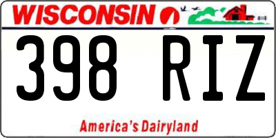 WI license plate 398RIZ