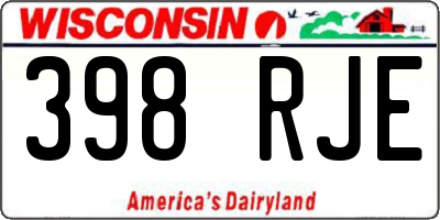 WI license plate 398RJE
