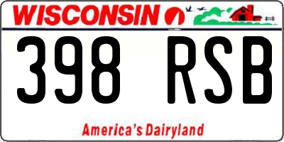 WI license plate 398RSB