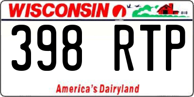 WI license plate 398RTP