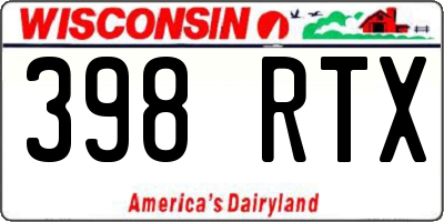 WI license plate 398RTX