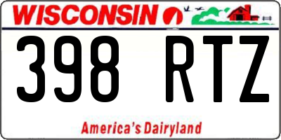 WI license plate 398RTZ