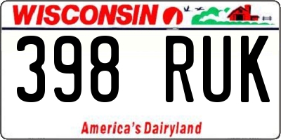 WI license plate 398RUK