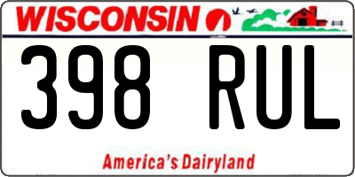 WI license plate 398RUL