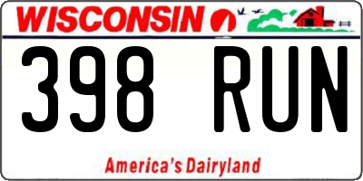 WI license plate 398RUN