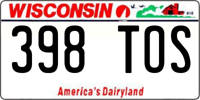 WI license plate 398TOS