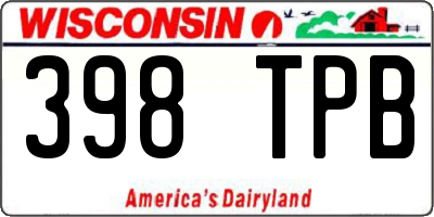 WI license plate 398TPB