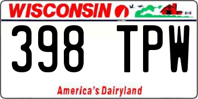 WI license plate 398TPW