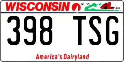 WI license plate 398TSG