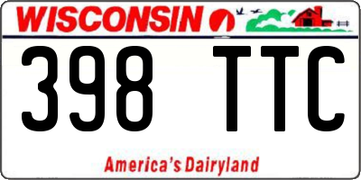 WI license plate 398TTC