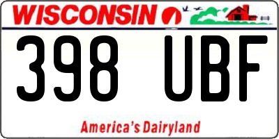 WI license plate 398UBF