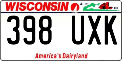 WI license plate 398UXK