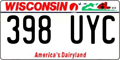 WI license plate 398UYC