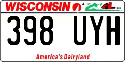 WI license plate 398UYH