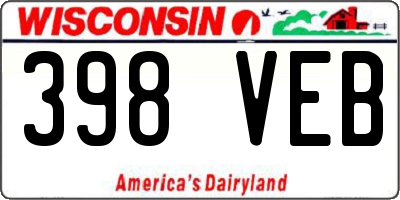 WI license plate 398VEB
