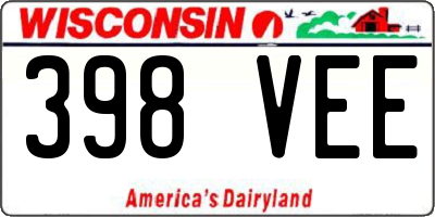 WI license plate 398VEE