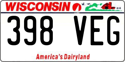 WI license plate 398VEG