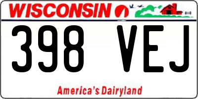 WI license plate 398VEJ