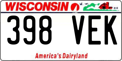 WI license plate 398VEK