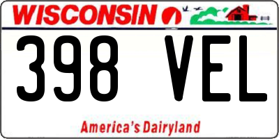 WI license plate 398VEL