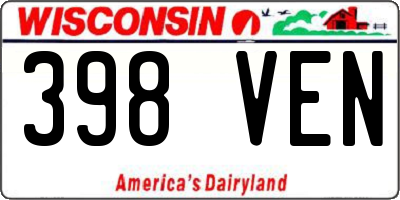WI license plate 398VEN