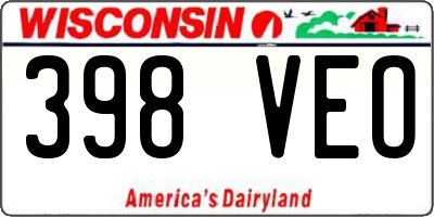WI license plate 398VEO