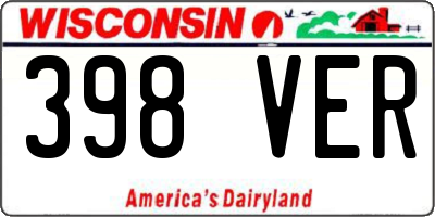 WI license plate 398VER