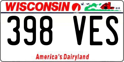 WI license plate 398VES