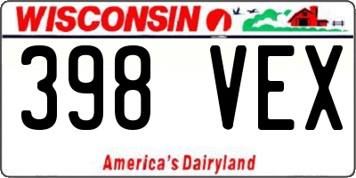WI license plate 398VEX