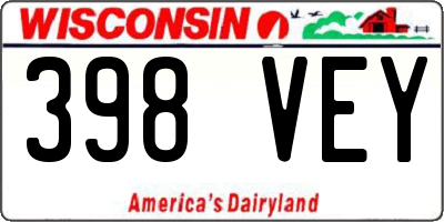 WI license plate 398VEY