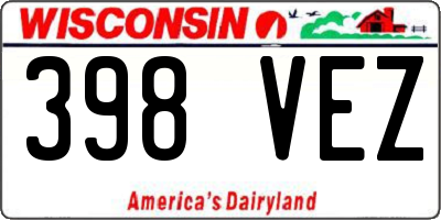 WI license plate 398VEZ
