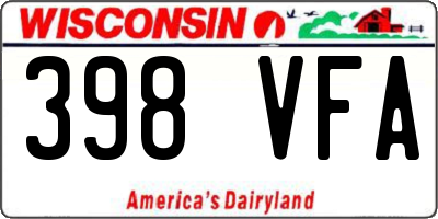WI license plate 398VFA