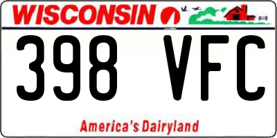 WI license plate 398VFC