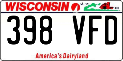 WI license plate 398VFD