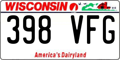 WI license plate 398VFG
